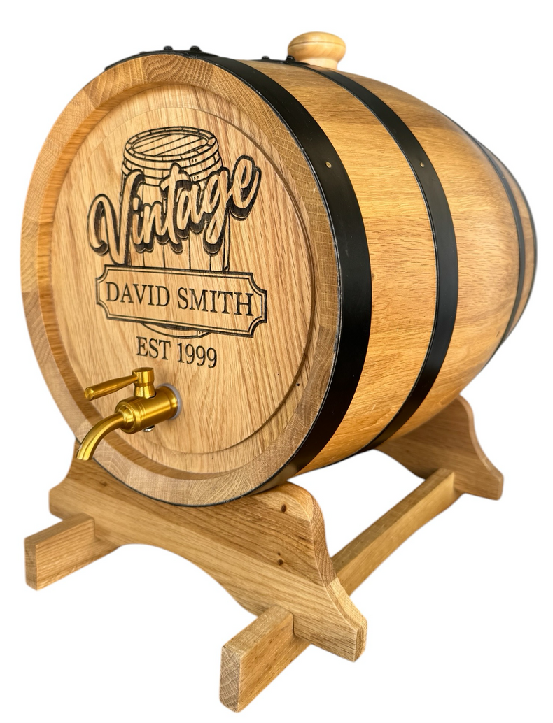 Personalised American Oak Barrel (Vintage Engraving)