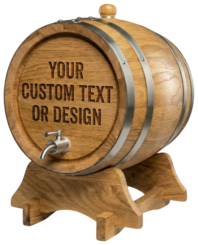 Personalised American Oak Barrel (Custom Engraving)