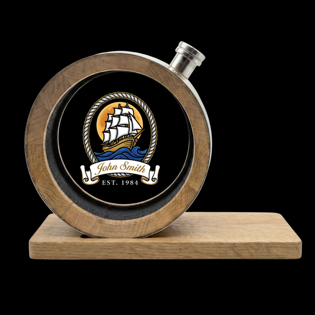 Personalised Glass Head American Oak Barrel (Ship Crystal UV Label)