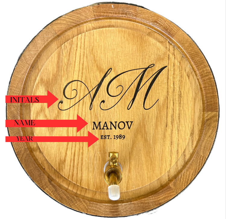 Personalised American Oak Barrel (Initials Engraving)