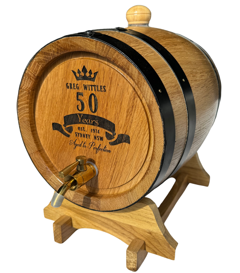 Personalised American Oak Barrel (Birthday Engraving)