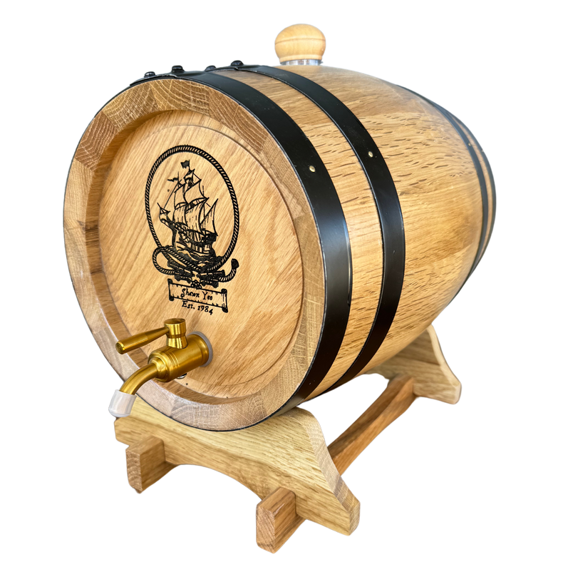 Personalised American Oak Barrel (Ship Engraving)