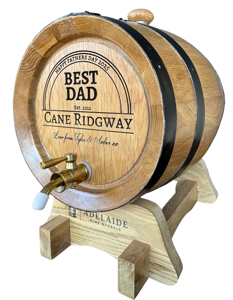 Personalised American Oak Barrel (Elegant Curved Engraving)