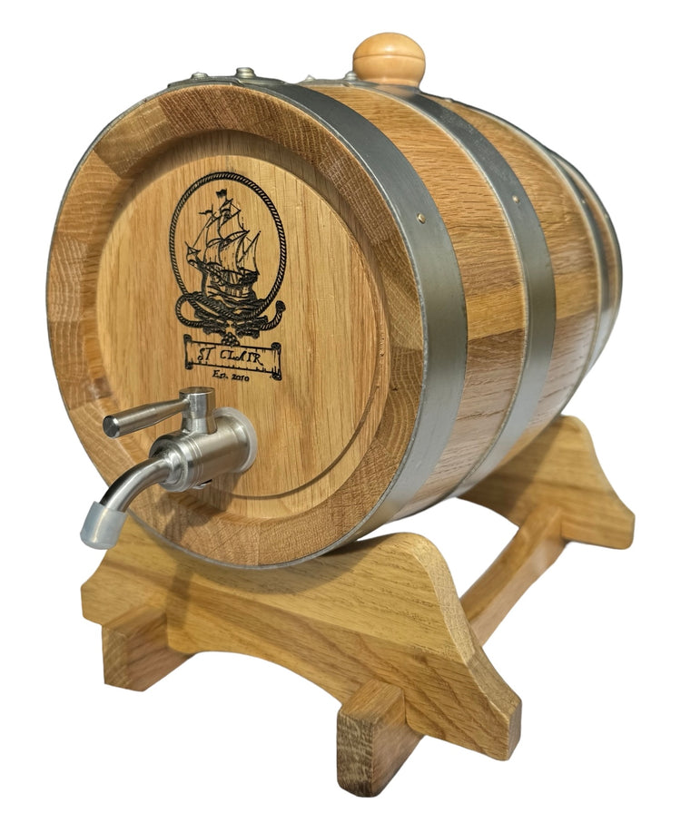 Personalised American Oak Barrel (Ship Engraving)