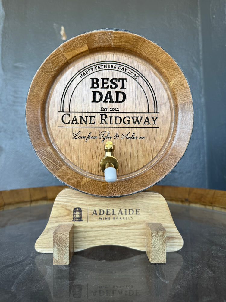 Personalised American Oak Barrel (Elegant Curved Engraving)