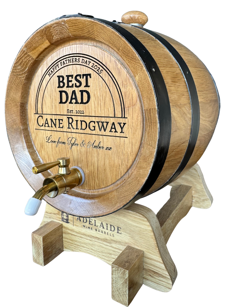 Personalised American Oak Barrel (Elegant Curved Engraving)