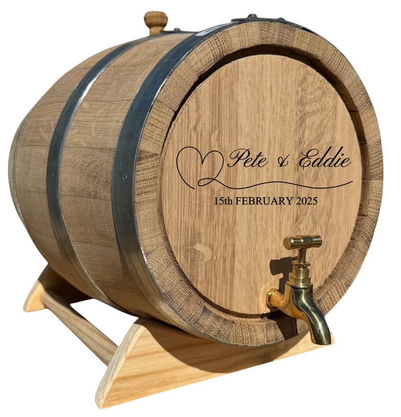 Personalised Recoopered Oak Barrel (Love Engraving)