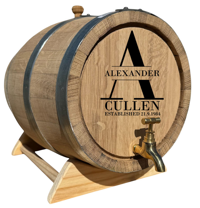 Personalised Recoopered Oak Barrel (Established Engraving)