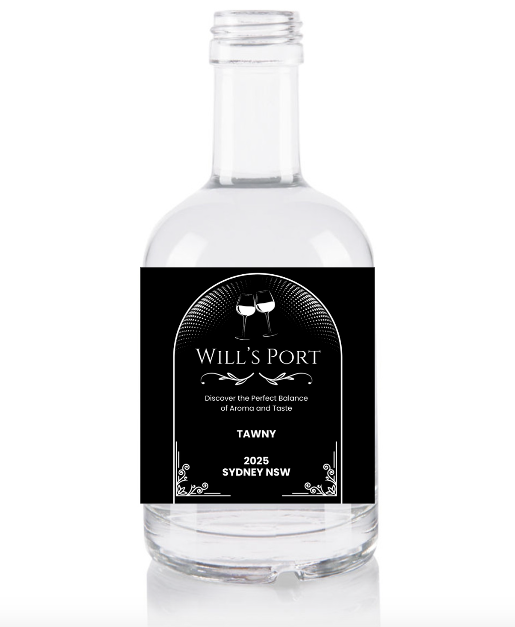 Personalised Glass Bottle (With "Wine Glass" Label)