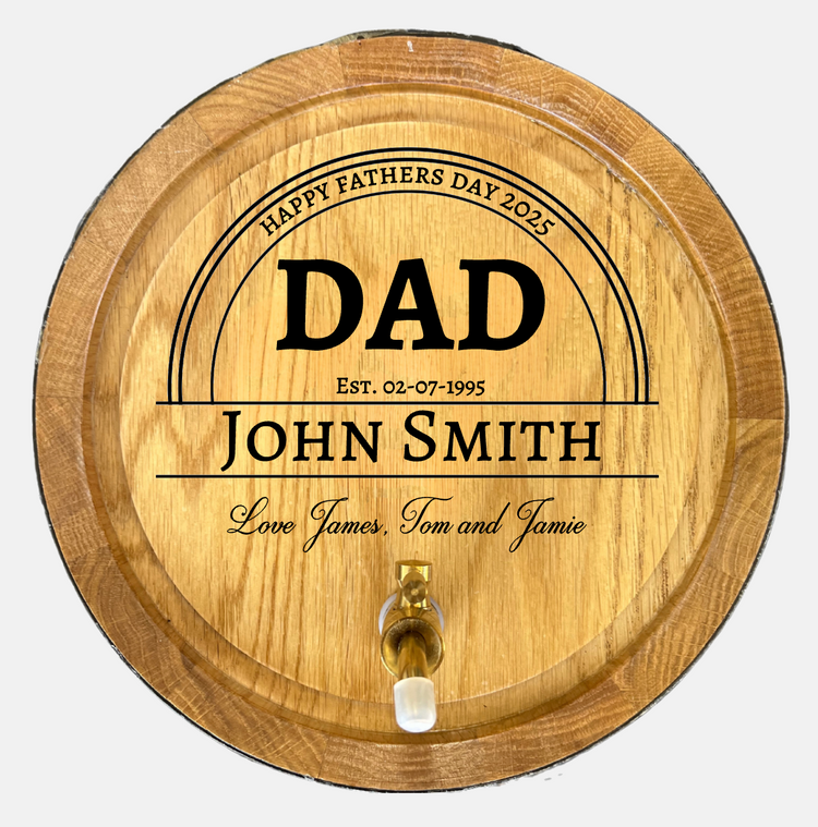 Personalised American Oak Barrel (Elegant Curved Engraving)