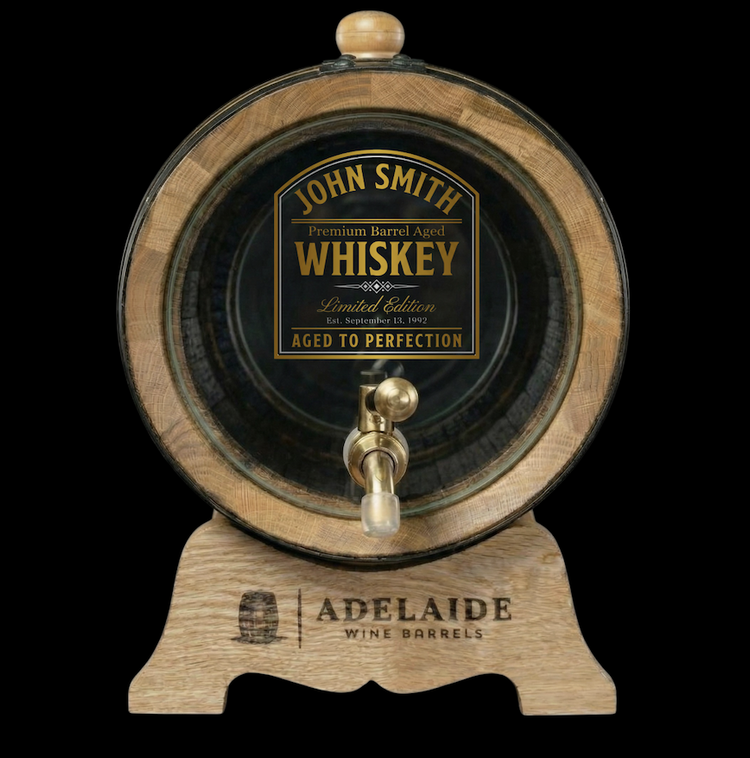 Personalised Glass Head American Oak Barrel (Ship Crystal UV Label)