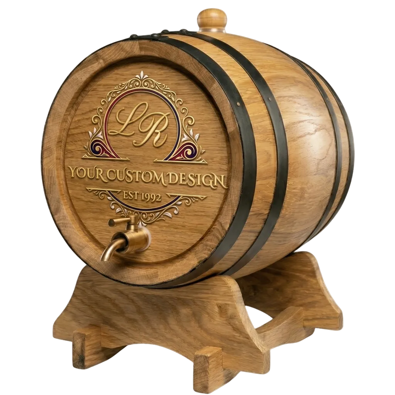 Personalised American Oak Barrel (Custom UV Label)