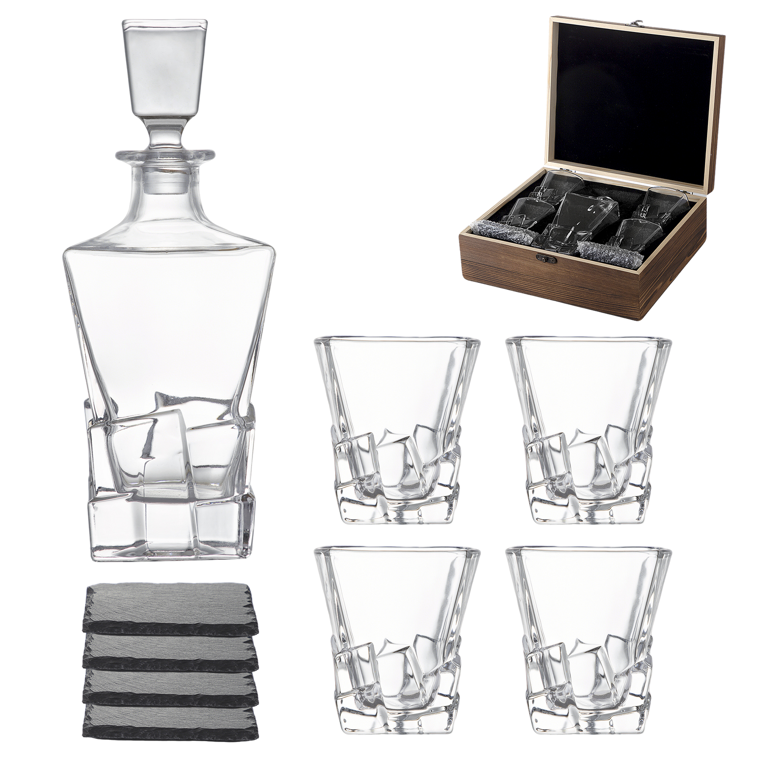 Crystal Whisky Decanter Set (with 4 glasses)