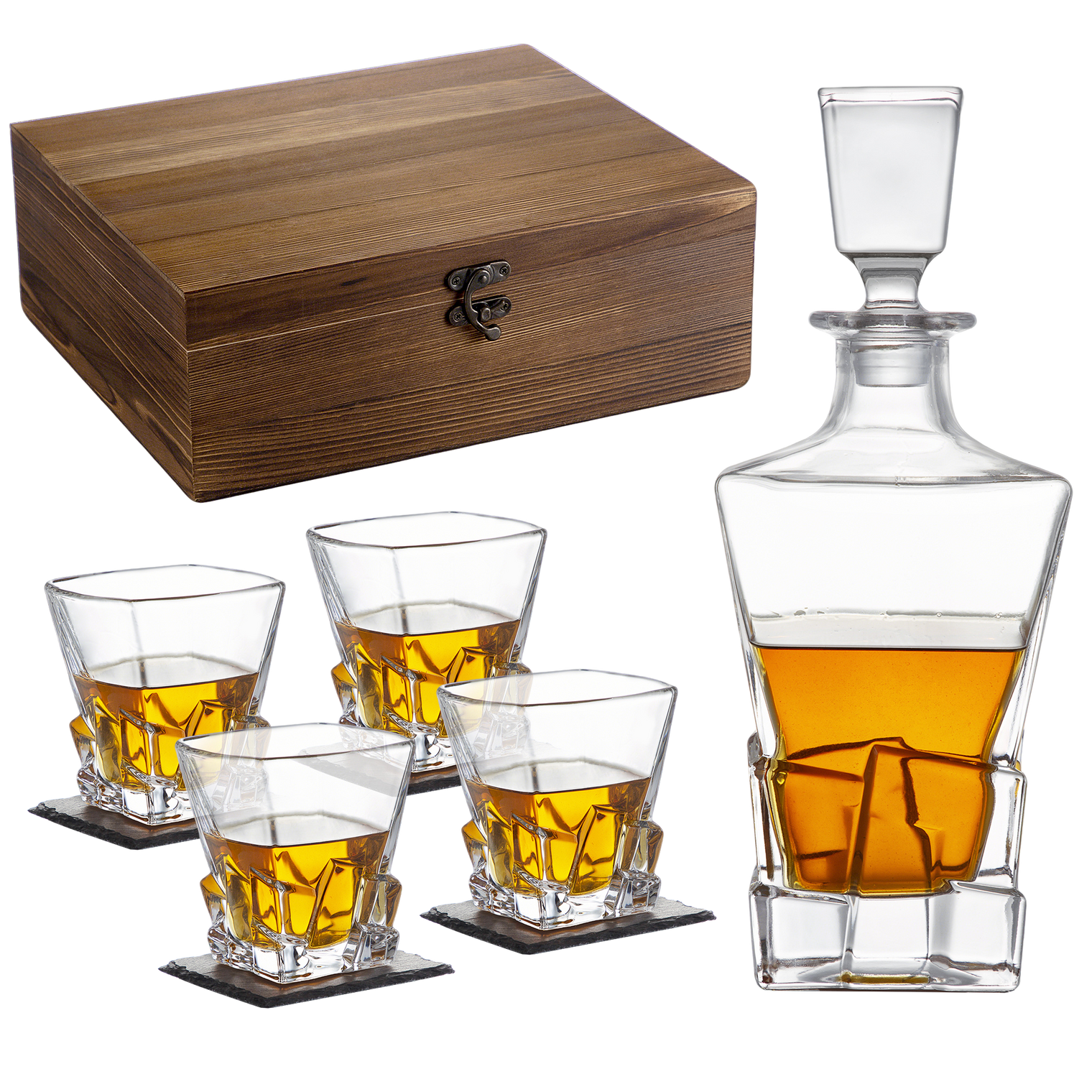 Crystal Whisky Decanter Set (with 4 glasses)