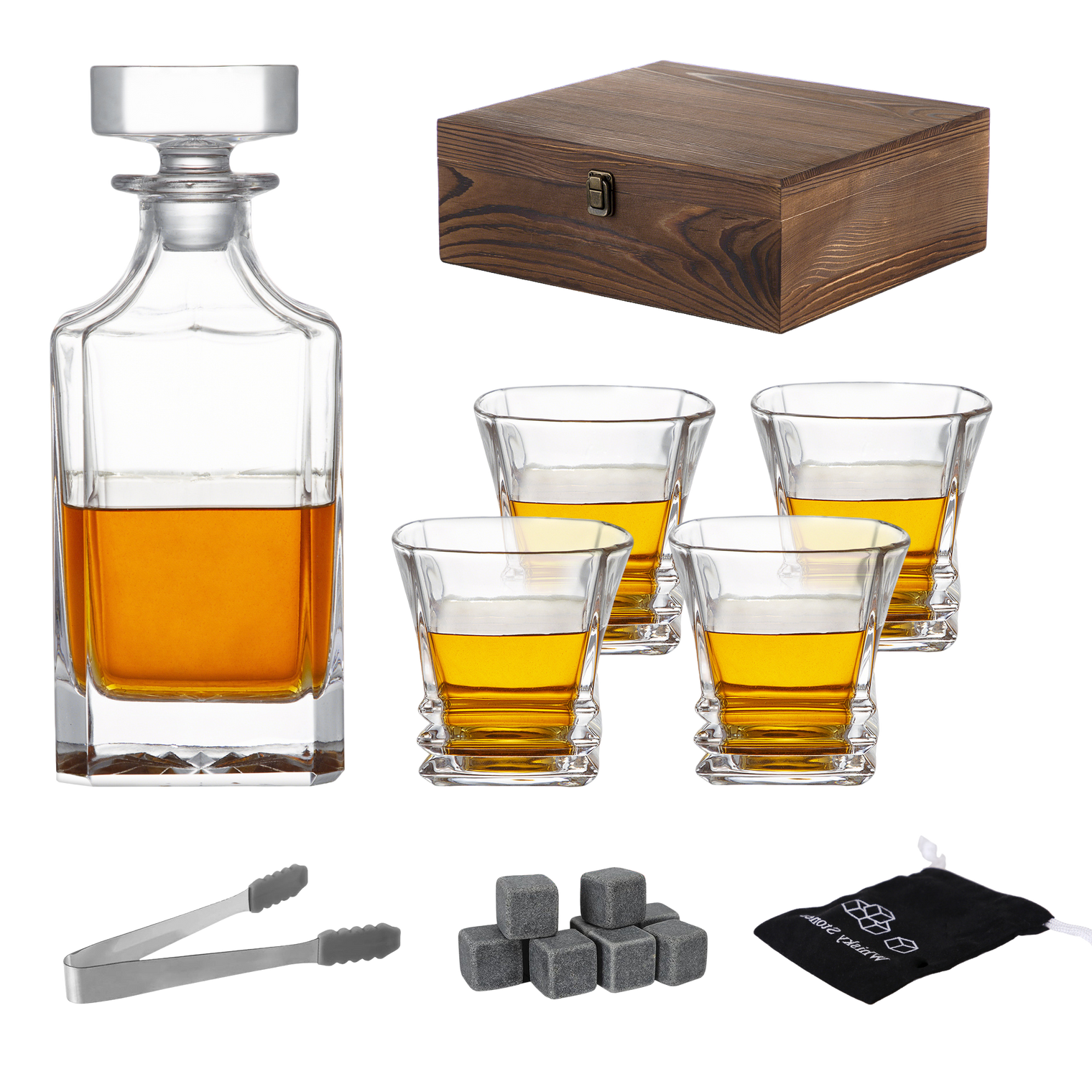 Whisky Stone Decanter Set (with 4 glasses)