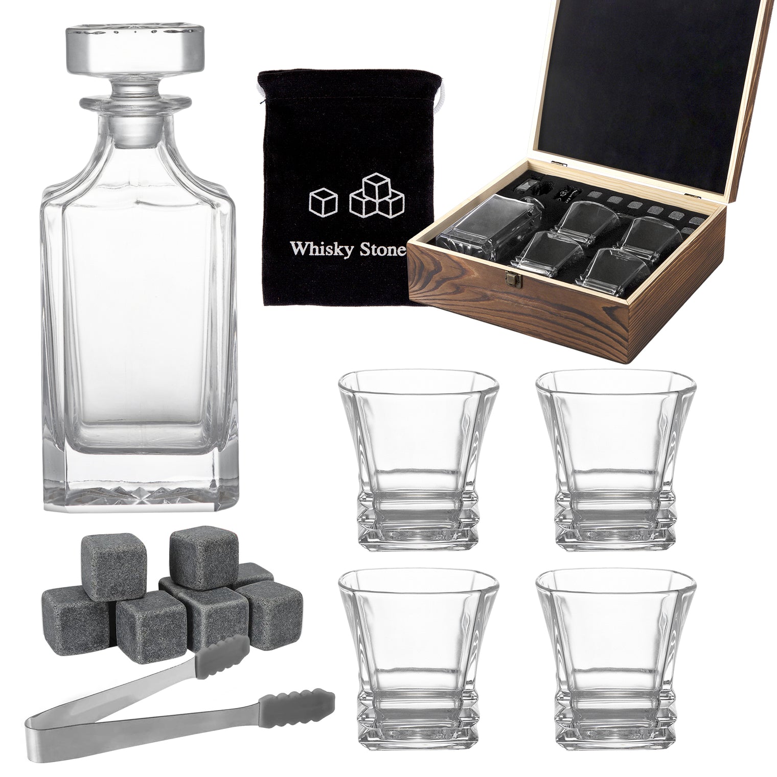 Whisky Stone Decanter Set (with 4 glasses)