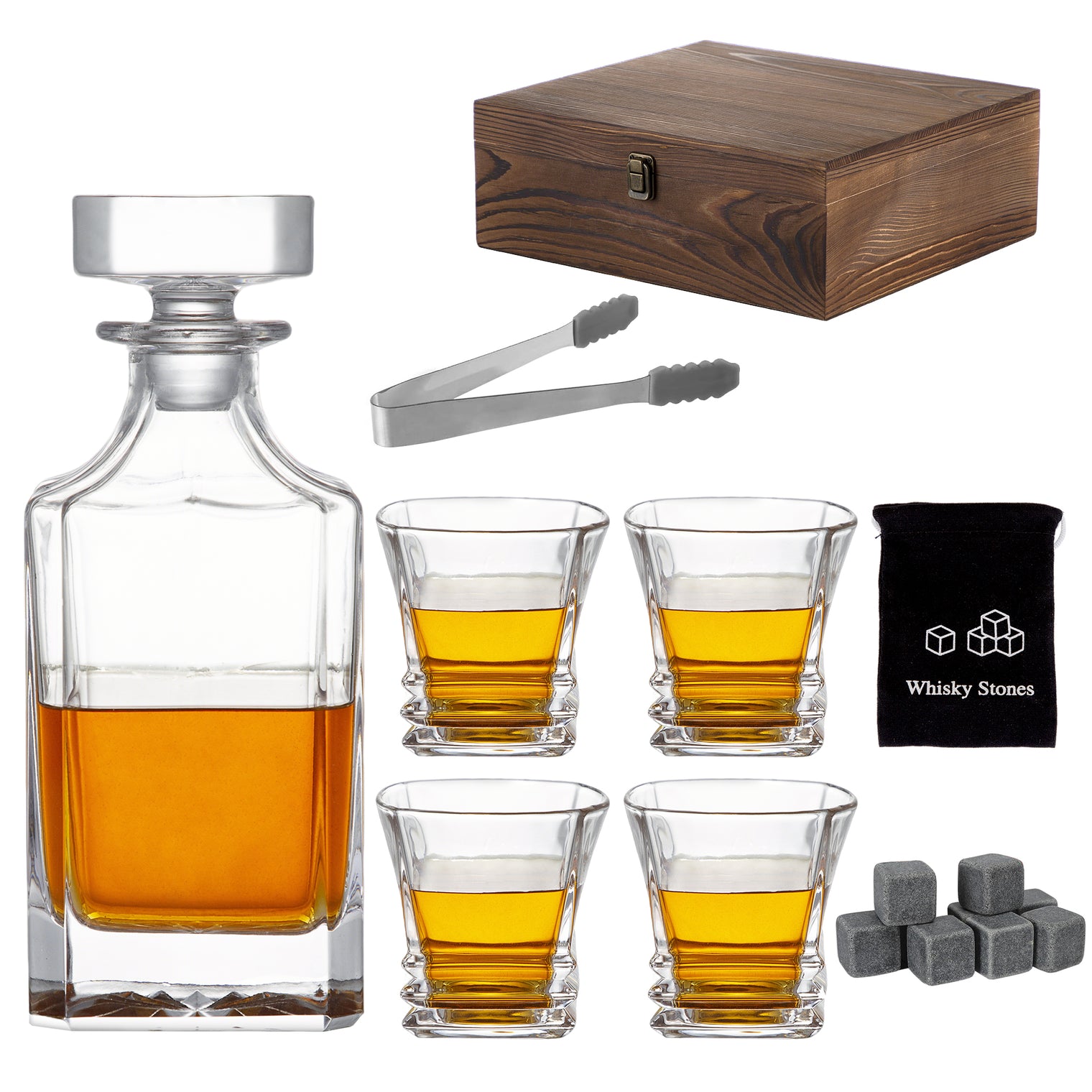 Whisky Stone Decanter Set (with 4 glasses)