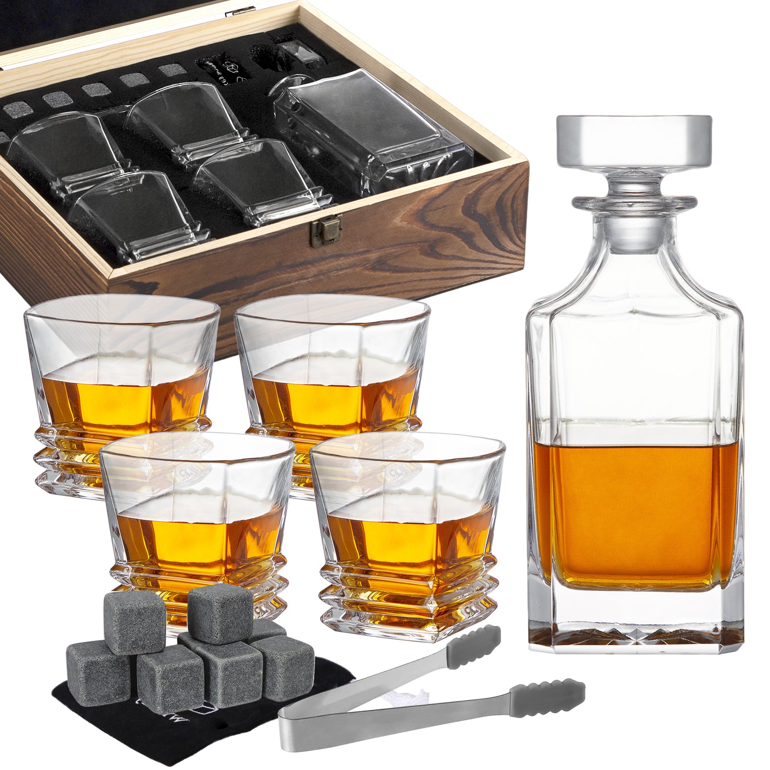 Whisky Stone Decanter Set (with 4 glasses)