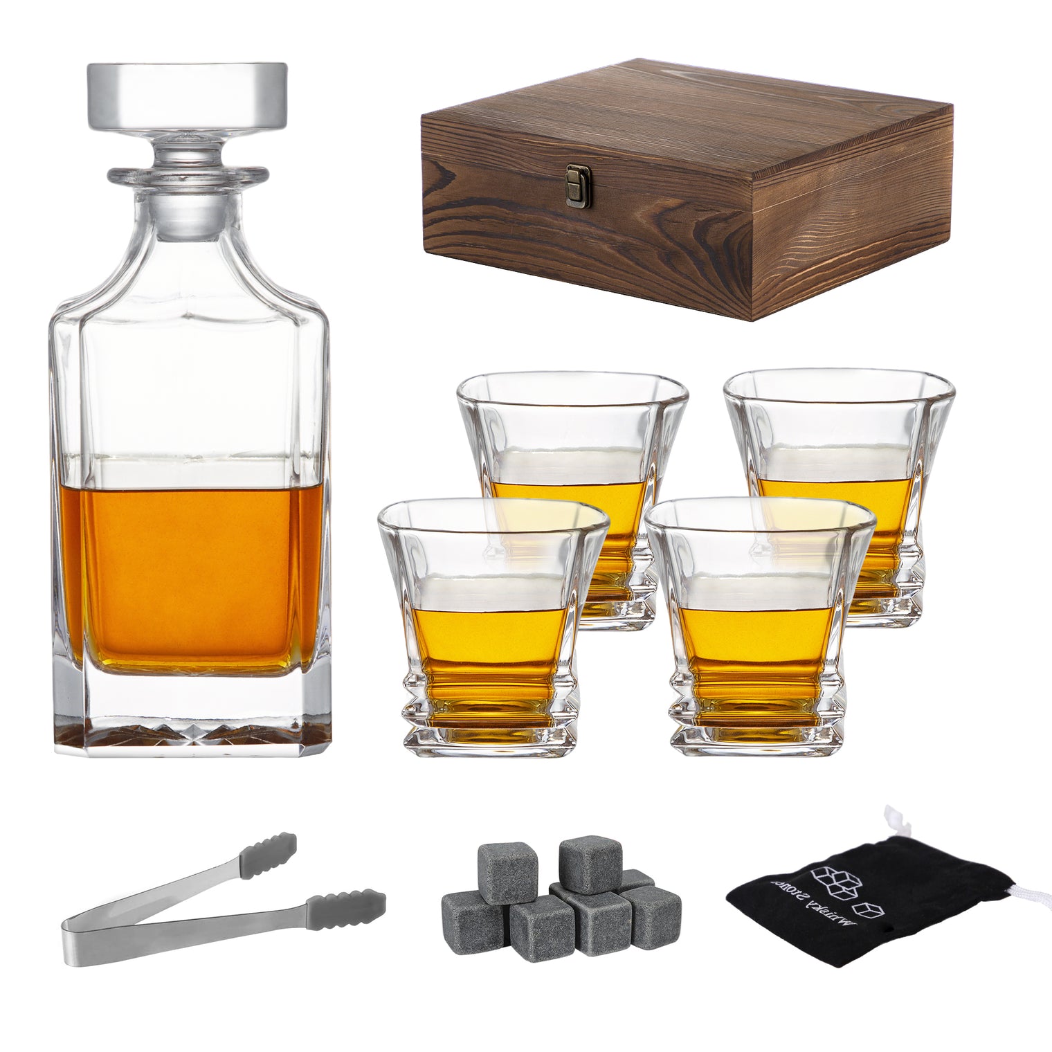 Whisky Stone Decanter Set (with 4 glasses)