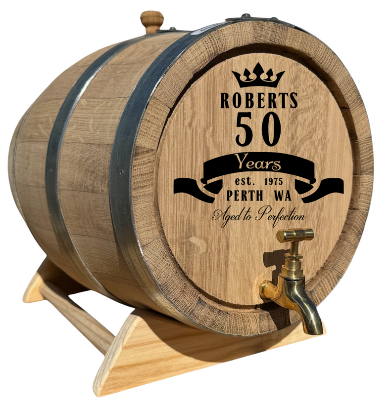 Personalised Recoopered Oak Barrel (Birthday Engraving)