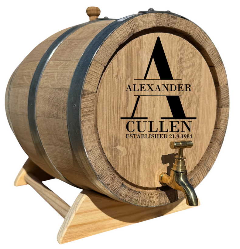 Personalised Recoopered Oak Barrel (Established Engraving)