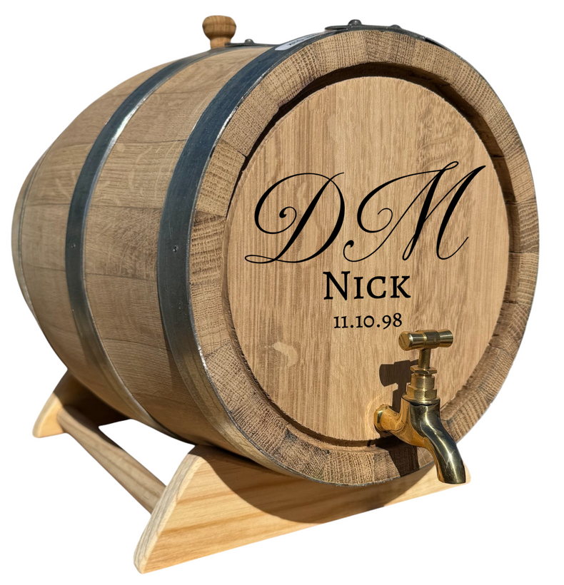 Personalised Recoopered Oak Barrel (Initials Engraving)