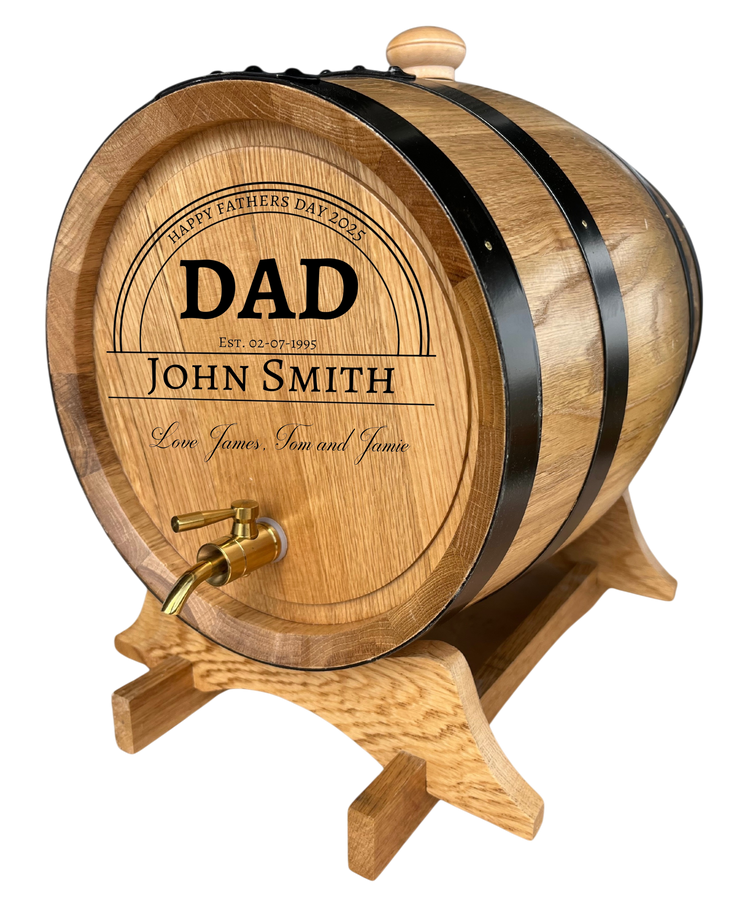 Personalised American Oak Barrel (Elegant Curved Engraving)