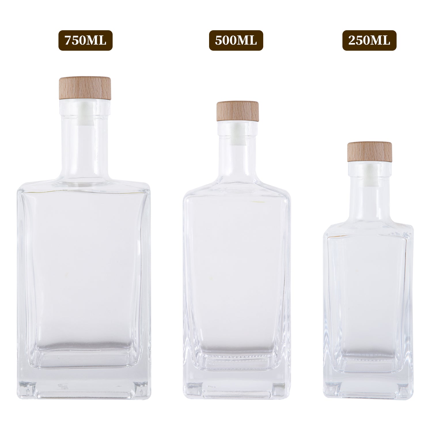 Square Wine and Spirit Bottle + Cork + Cap