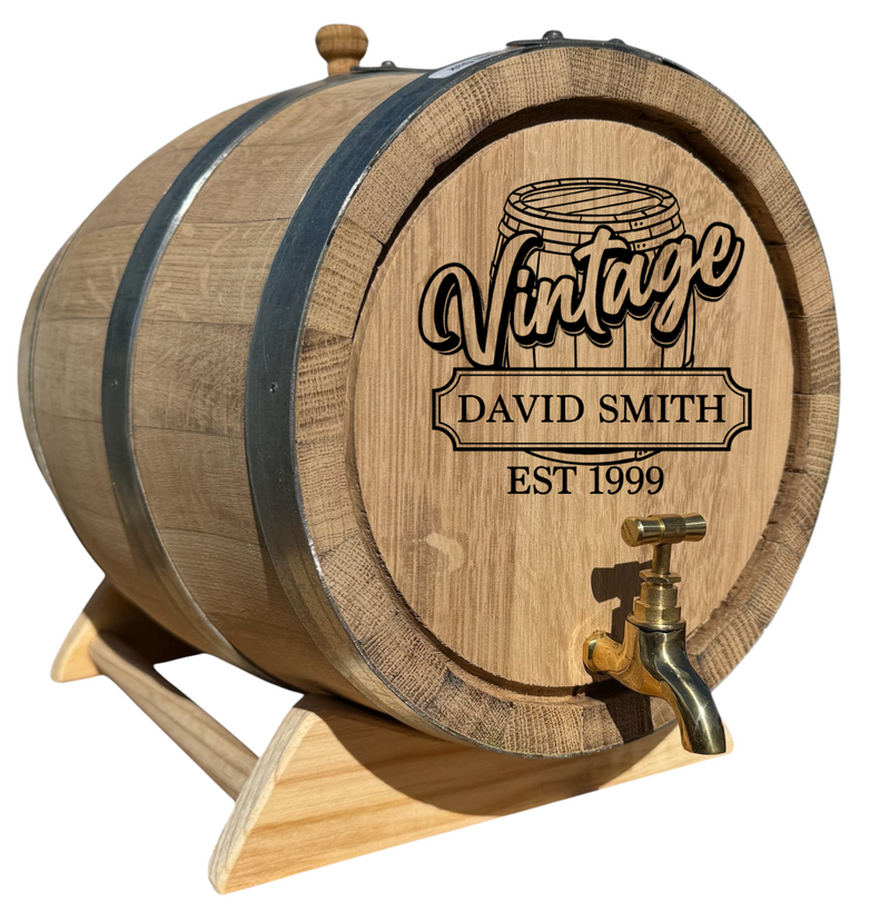 Personalised Recoopered Oak Barrel (Vintage Edition Engraving)