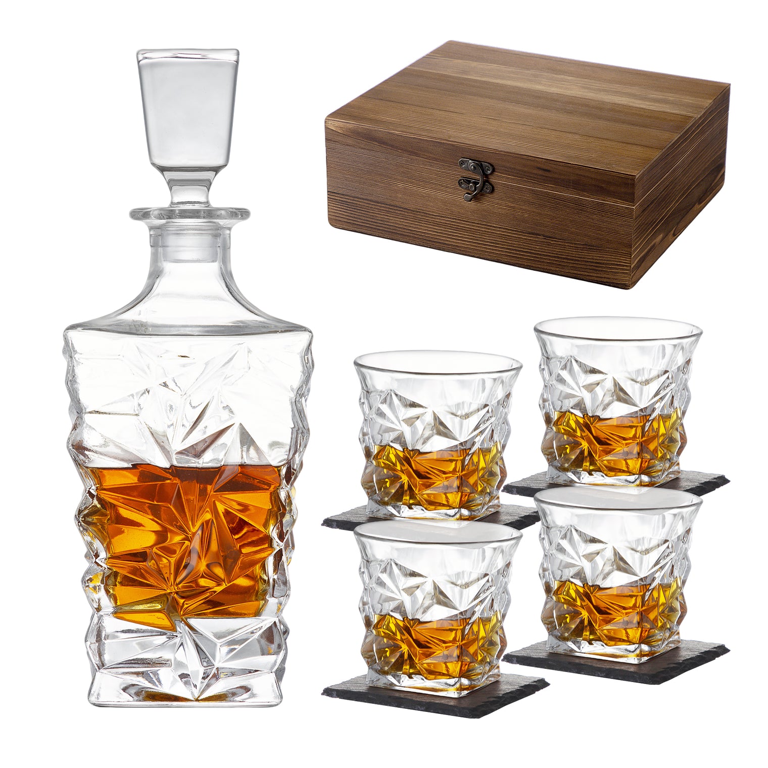 Crystal Whisky Decanter Set (with 4 glasses)