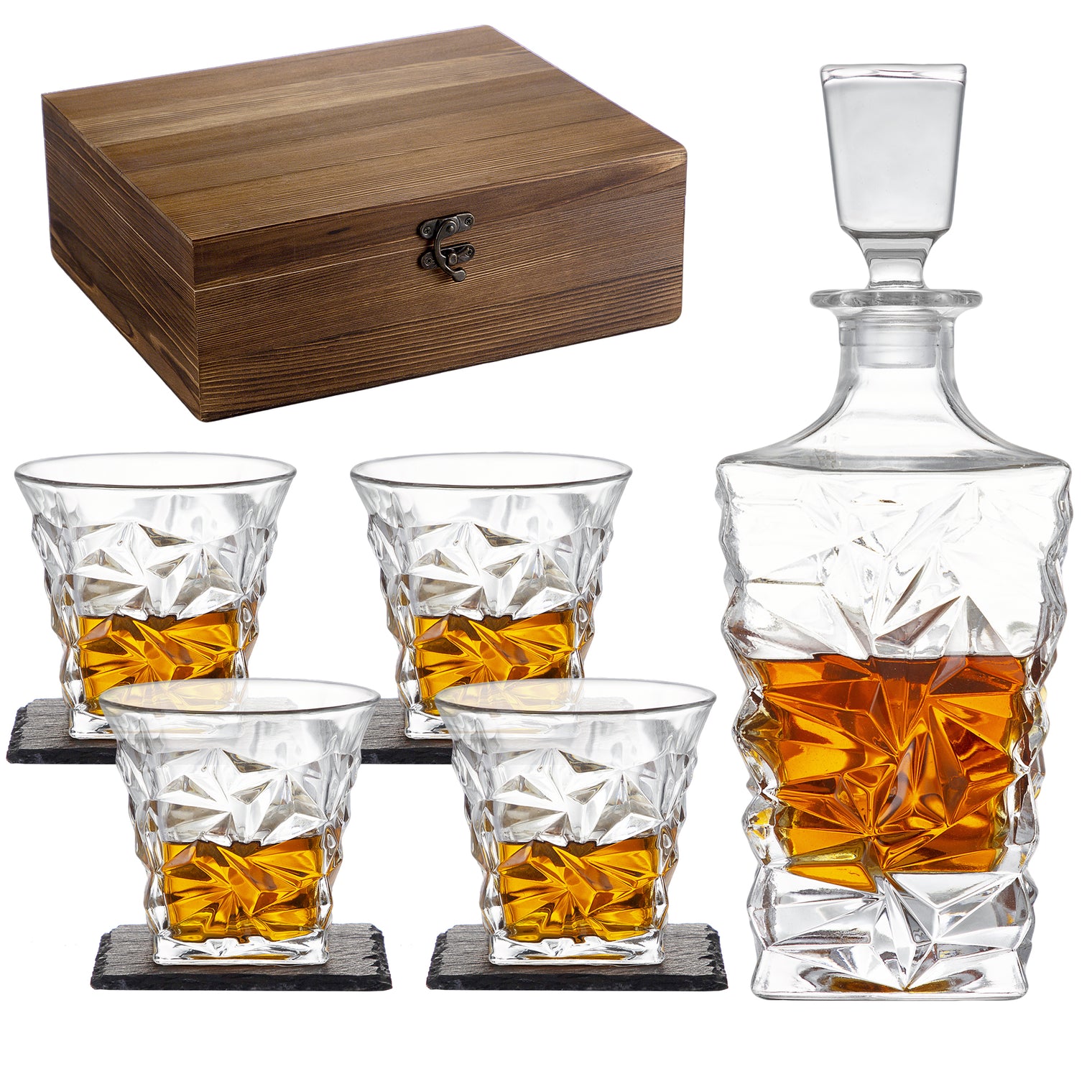 Crystal Whisky Decanter Set (with 4 glasses)