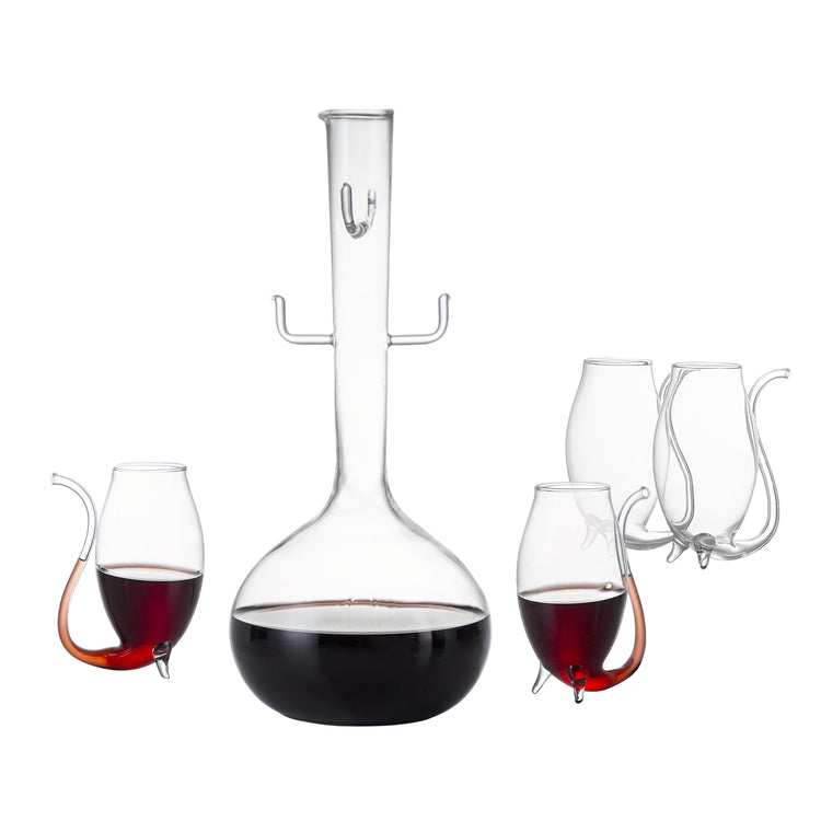 Wine Glass Sipper Box Set (4 x 90ml and 850ml Decanter)