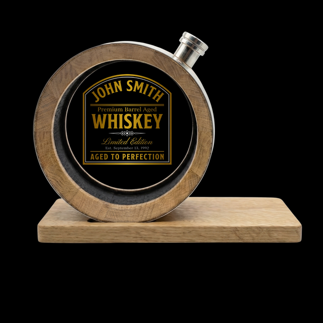 Personalised Glass Head American Oak Barrel (Premium Crystal UV Label)