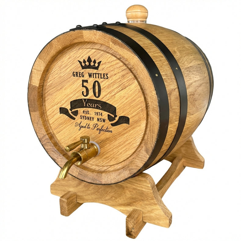 Personalised American Oak Barrel (Birthday Engraving)