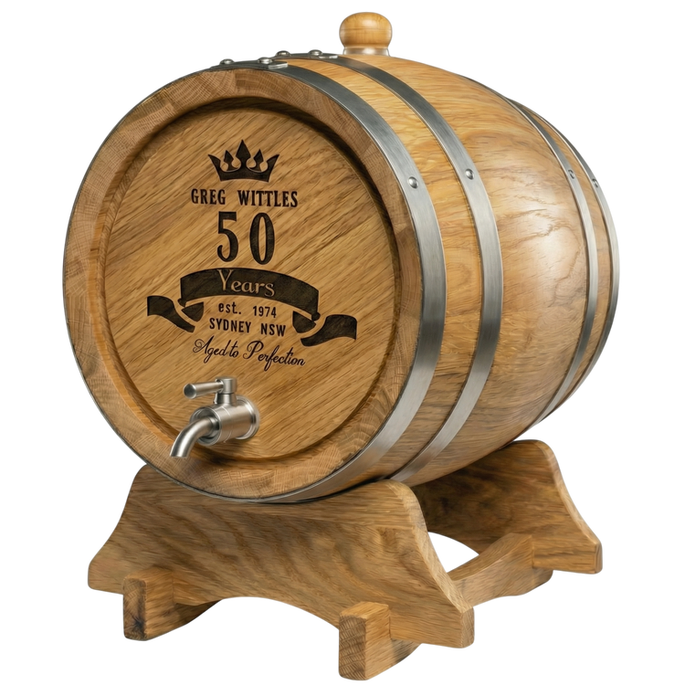 Personalised American Oak Barrel (Birthday Engraving)