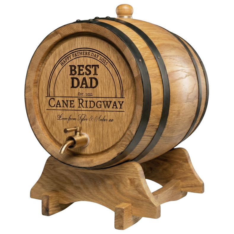 Personalised American Oak Barrel (Elegant Curved Engraving)