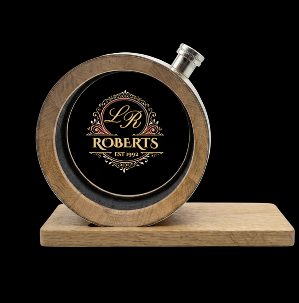Ahm Initals Personalised Glass Head American Oak Barrel (Initals Crystal UV Label ...