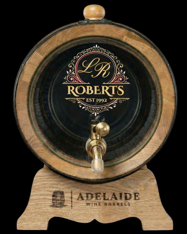 Personalised Glass Head American Oak Barrel (Initals Crystal UV Label)