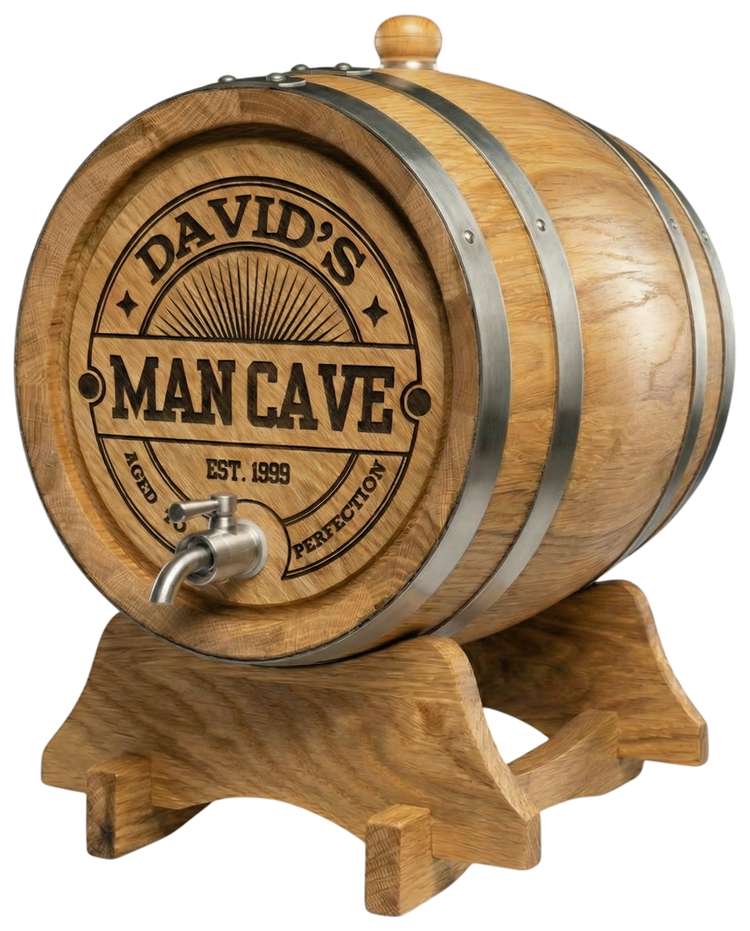 Personalised American Oak Barrel (Mancave Engraving)