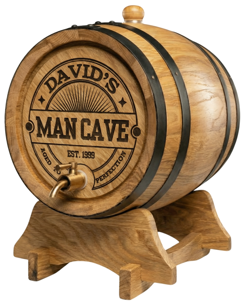 Personalised American Oak Barrel (Mancave Engraving)