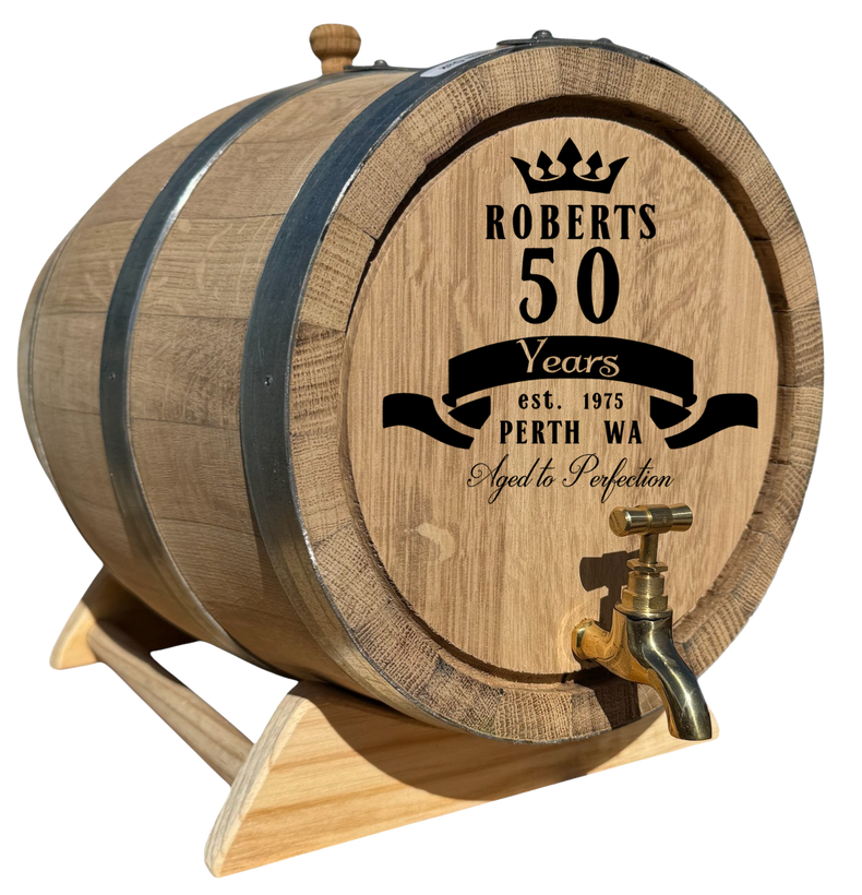 Personalised Recoopered Oak Barrel (Birthday Engraving)