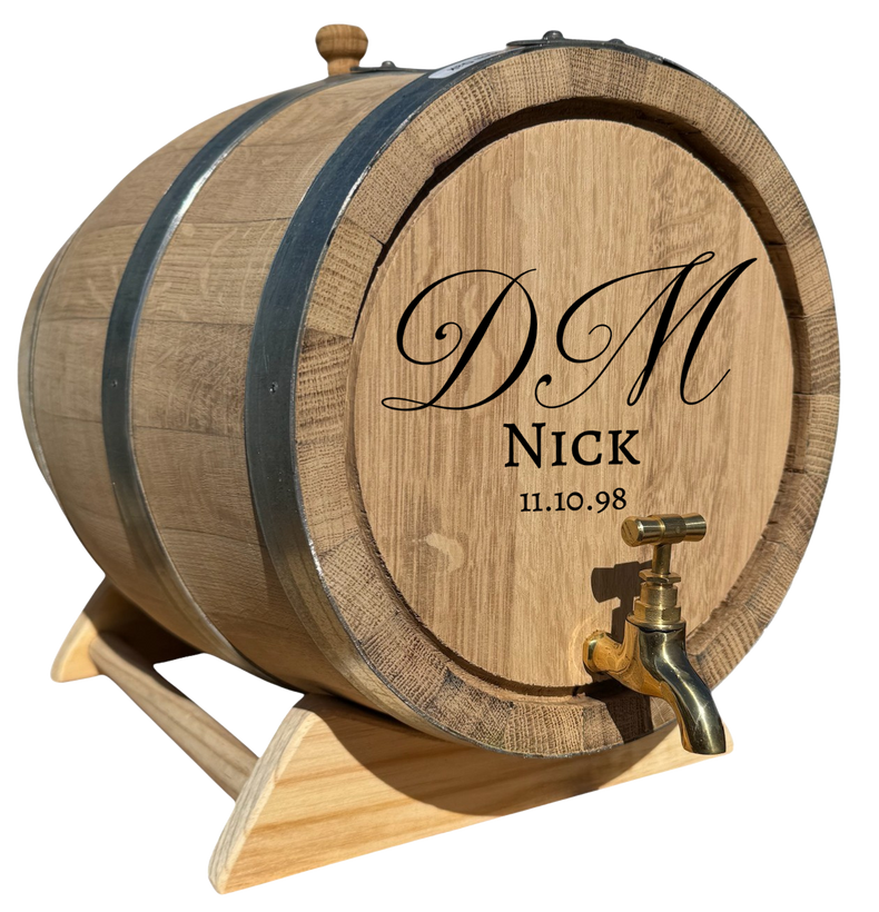 Personalised Recoopered Oak Barrel (Initials Engraving)