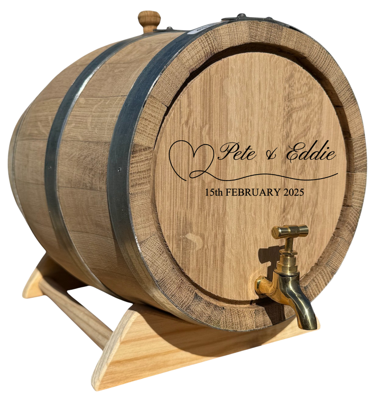 Personalised Recoopered Oak Barrel (Love Engraving)
