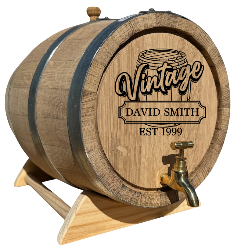 Personalised Recoopered Oak Barrel (Vintage Edition Engraving)