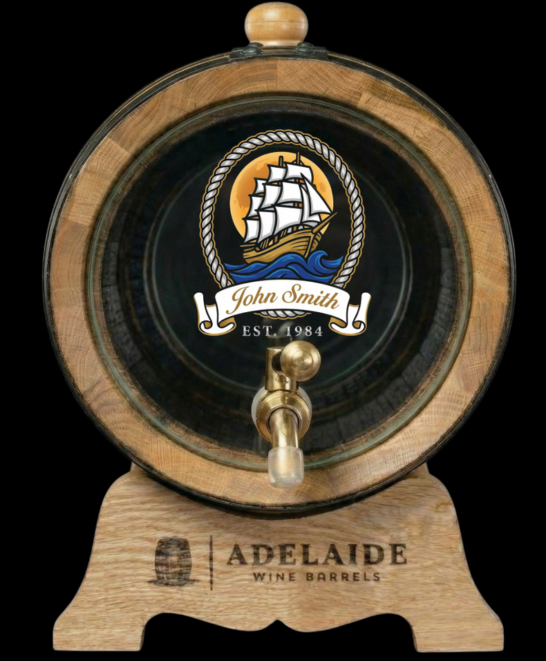 Personalised Glass Head American Oak Barrel (Ship Crystal UV Label)