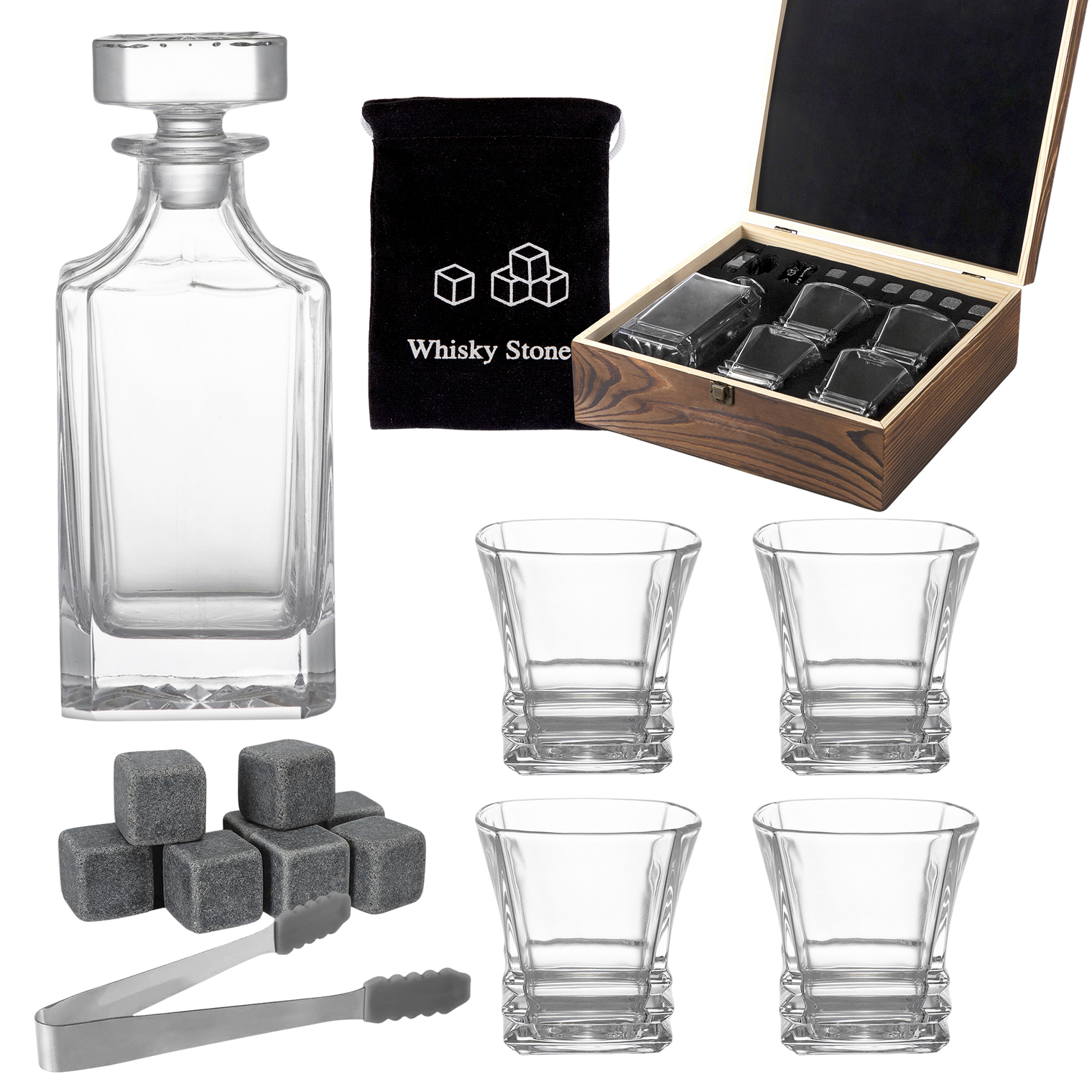 Whisky Stone Decanter Set (with 4 glasses)
