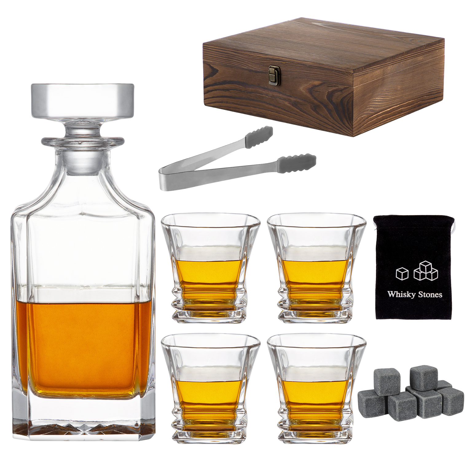 Whisky Stone Decanter Set (with 4 glasses)