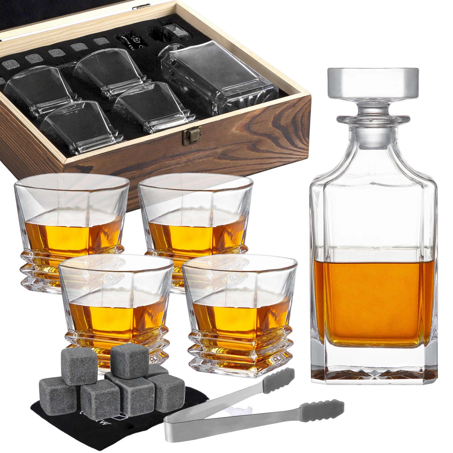 Whisky Stone Decanter Set (with 4 glasses)