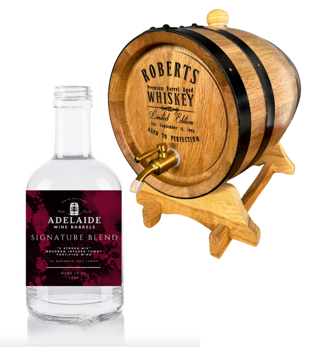 Create Your Own Label AND SAVE 10%! Any Custom Engraved Barrel + Personalised Glass Bottles