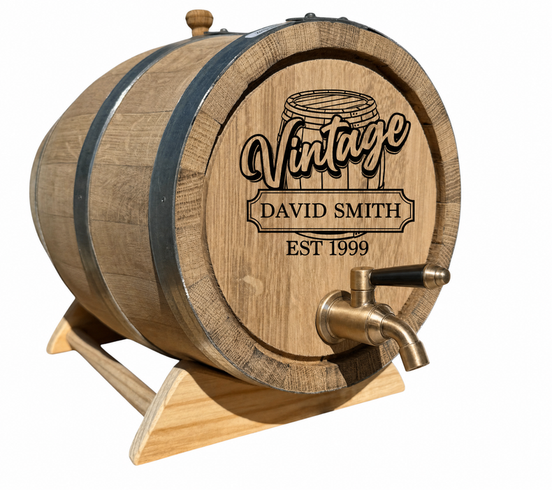 Personalised Recoopered Oak Barrel (Vintage Edition Engraving)